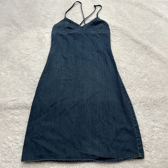 Route 66 Dresses & Skirts - Route 66 Cotton Sz 4 Vintage Blue Denim Spaghetti Strap Dress Small Y2K Cowgirl
